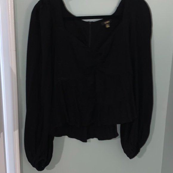 Black Blouse with Flared Sleeve - Picture 2 of 3